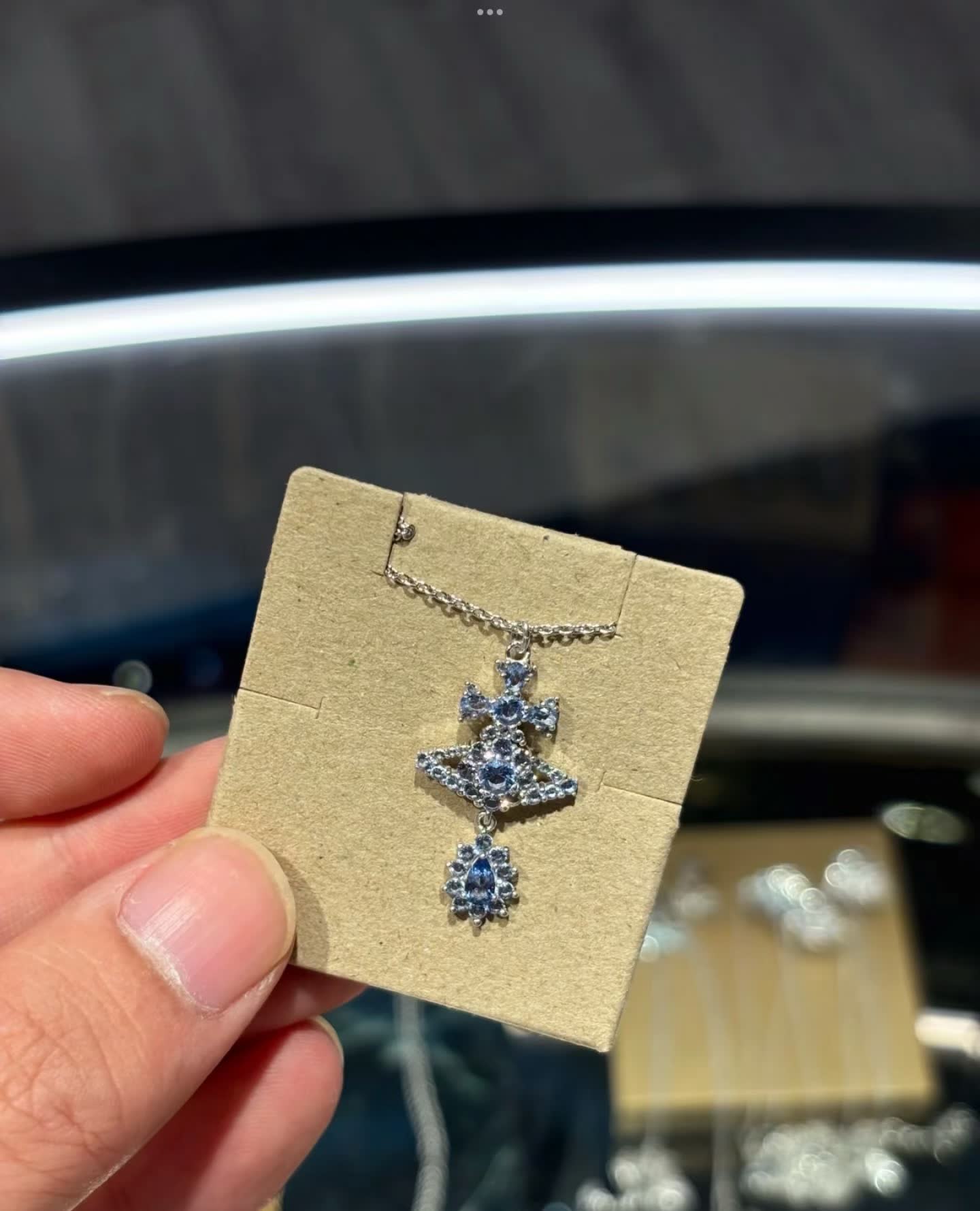 Vivienne Westwood Blue Gemstone Silver Pendant Necklace
